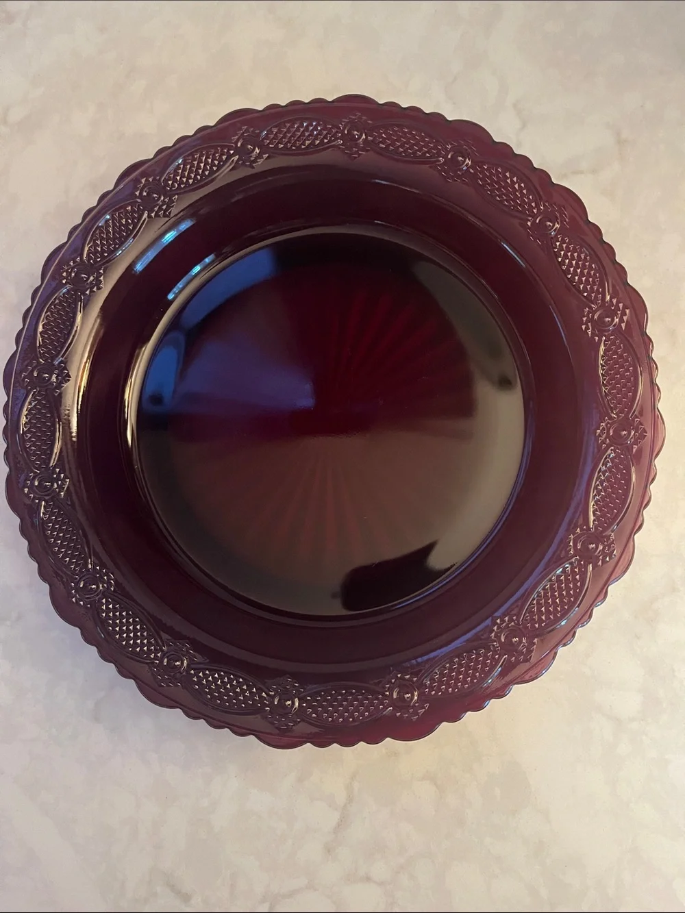 Avon 1876 Cape Cod Ruby Red Pie Plate 11